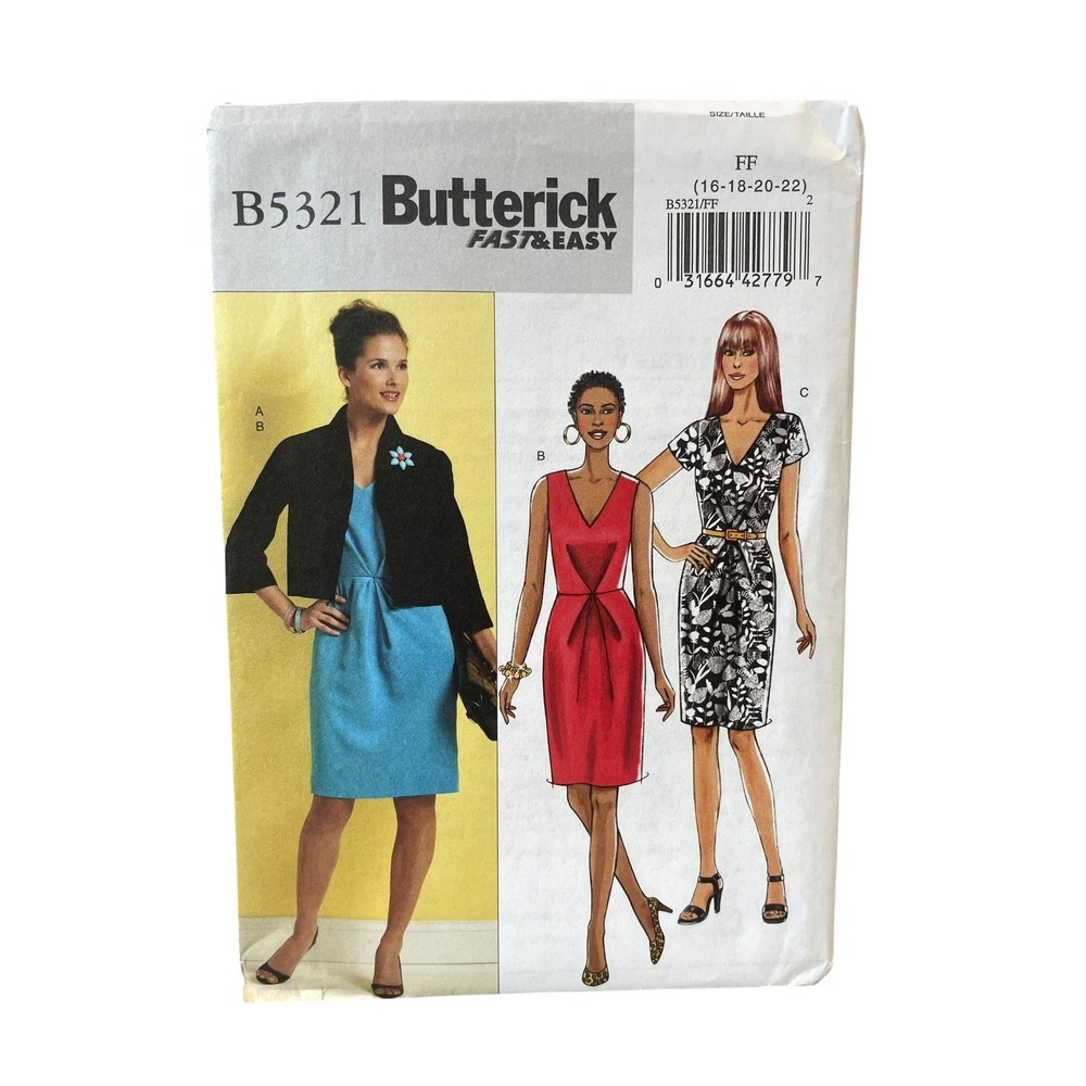 Butterick B5321 Dress‎ Jacket Sz (16-18-20-22) Fast Easy Sewing Pattern